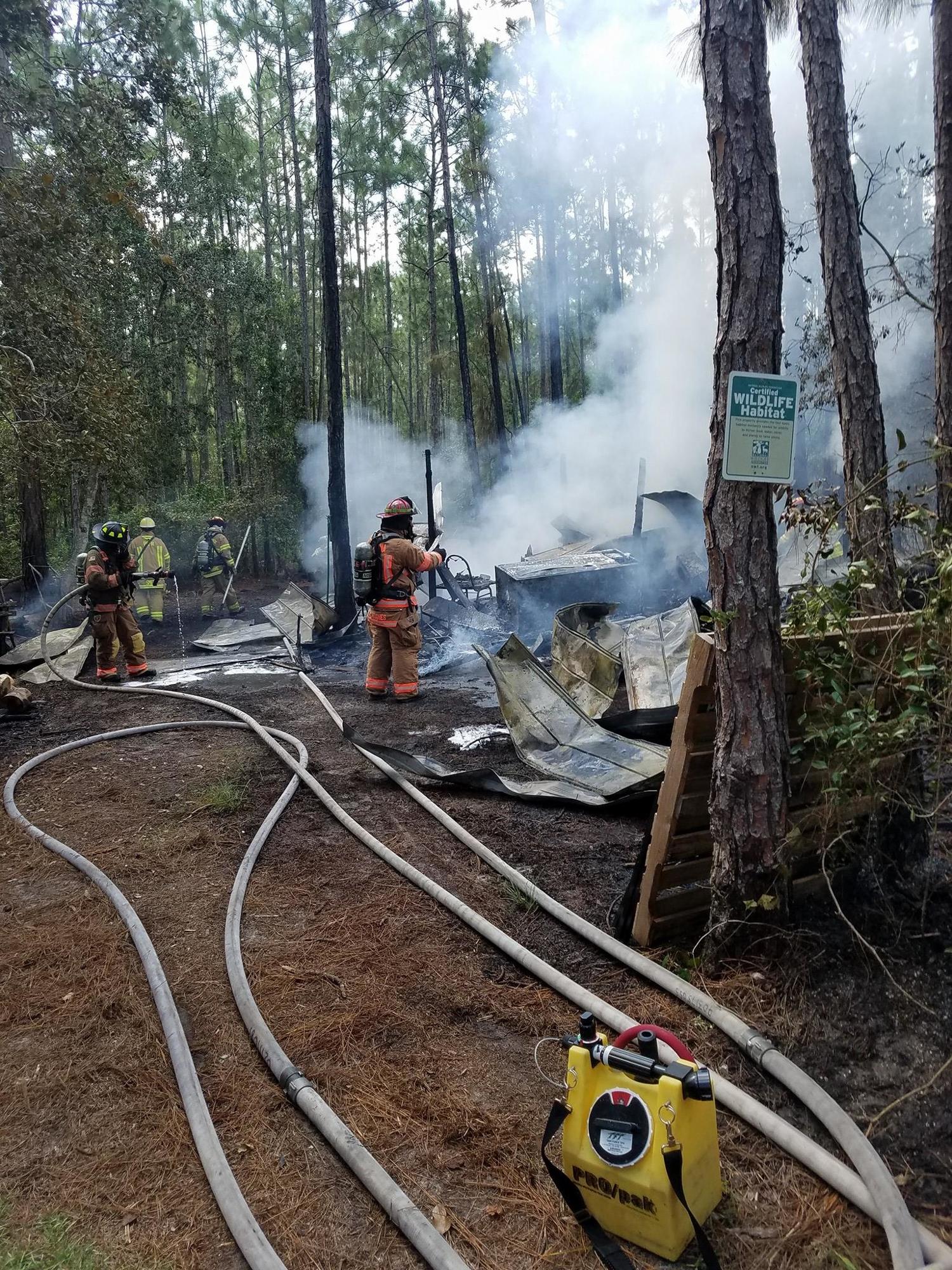 Crews put out flames during the Thursday, Aug. 31 fire. Photo courtesy of the  The Volusia County Professional Firefighters Association