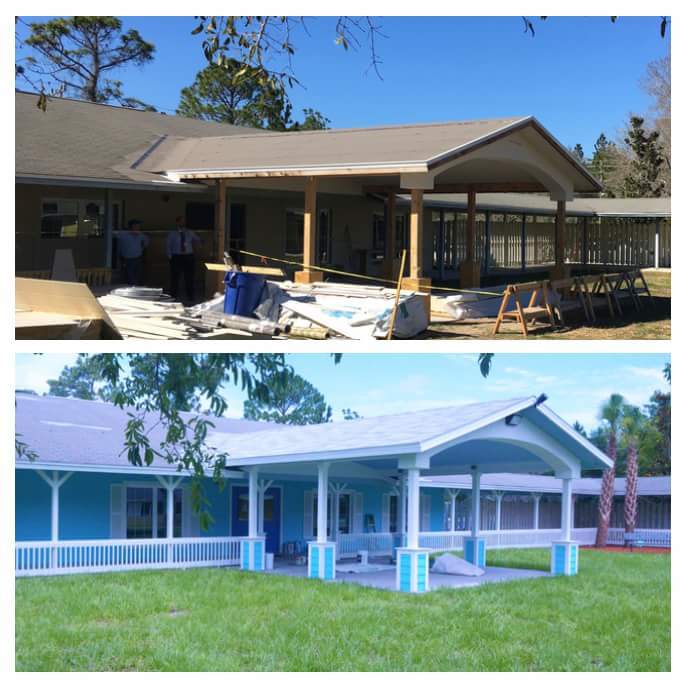 A before and after of a building at the Dr. James E. Huger Adolescent Campus. Photo courtesy of SMA Behavioral Health