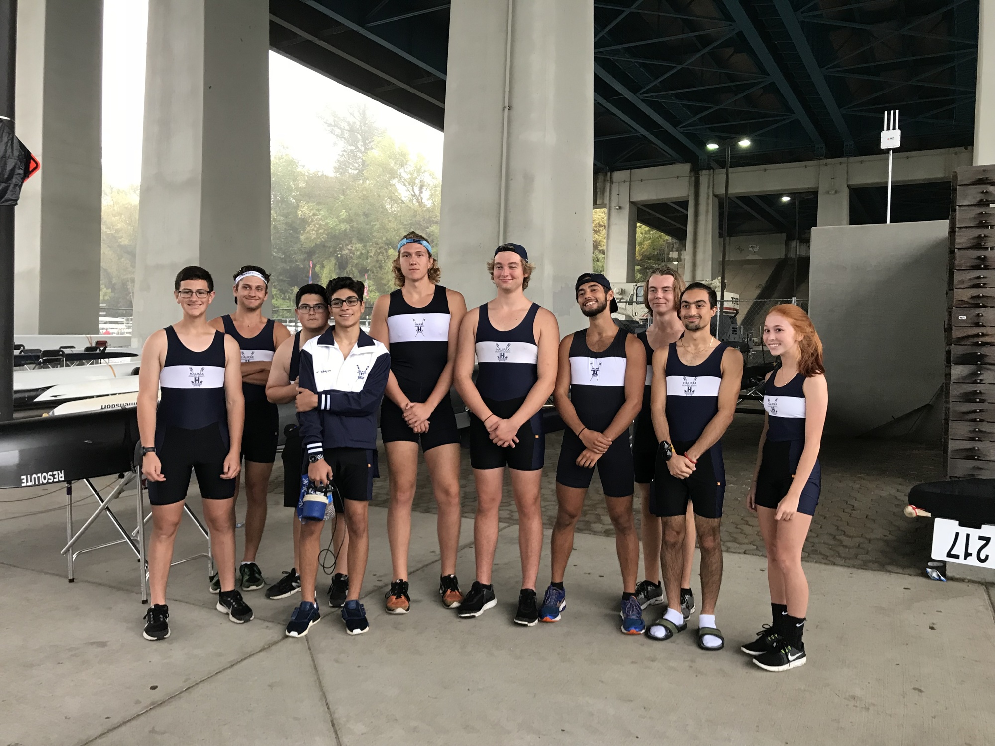 From left to right: Junior rowers Vince Leffler, Ben Herstein, A.J. Leffler, Armeen Khazraee, Brett Bay, Ben Steel, Matteo Russo, Zach Stapleton, Arman Khazraee and Meredith Pallemaerts. Photo courtesy of Laura Leffler