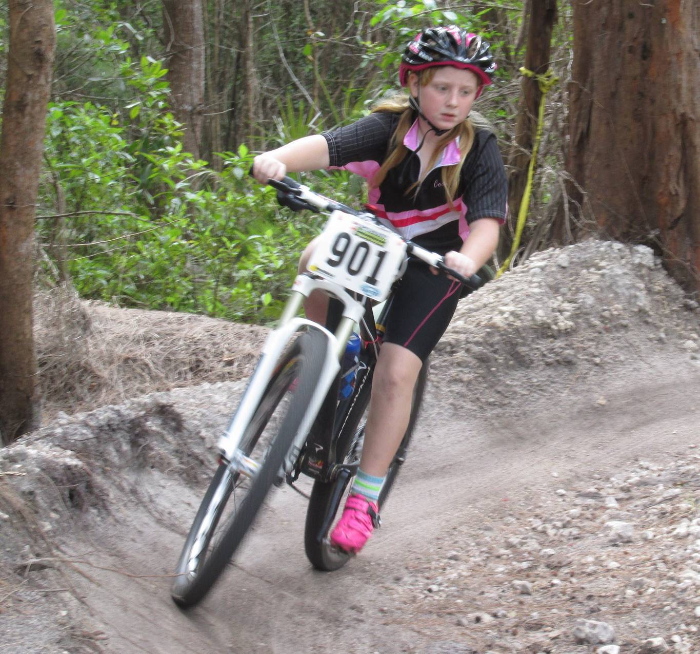 Rachel Hiller competes in a mountain bike race. Photo courtesy of Joe Hiller