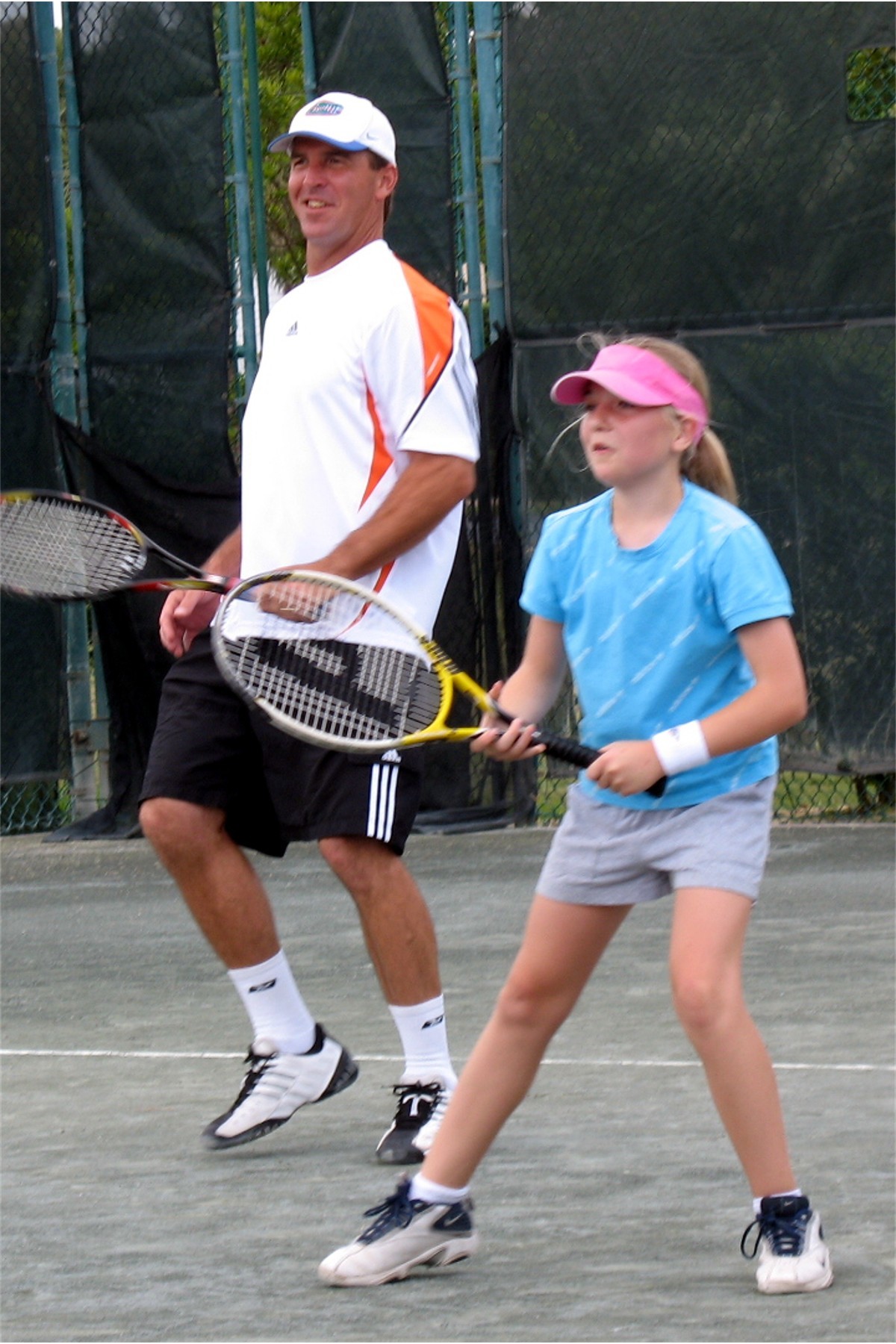 Todd Palmer and Bailey Palmer play a father-daughter doubles match. Courtesy photo