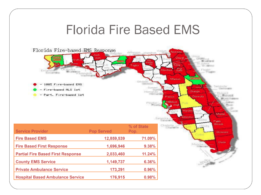 A map visualizing all the fire-based EMS systems in the state. Courtesy of Tom Weber