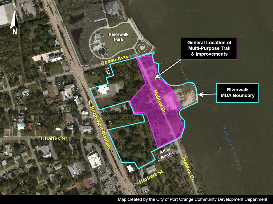 A 20-foot-wide multi-purpose trail is coming to Riverwalk Park. Construction is expected to begin Sept. 4. Courtesy the City of Port Orange. 