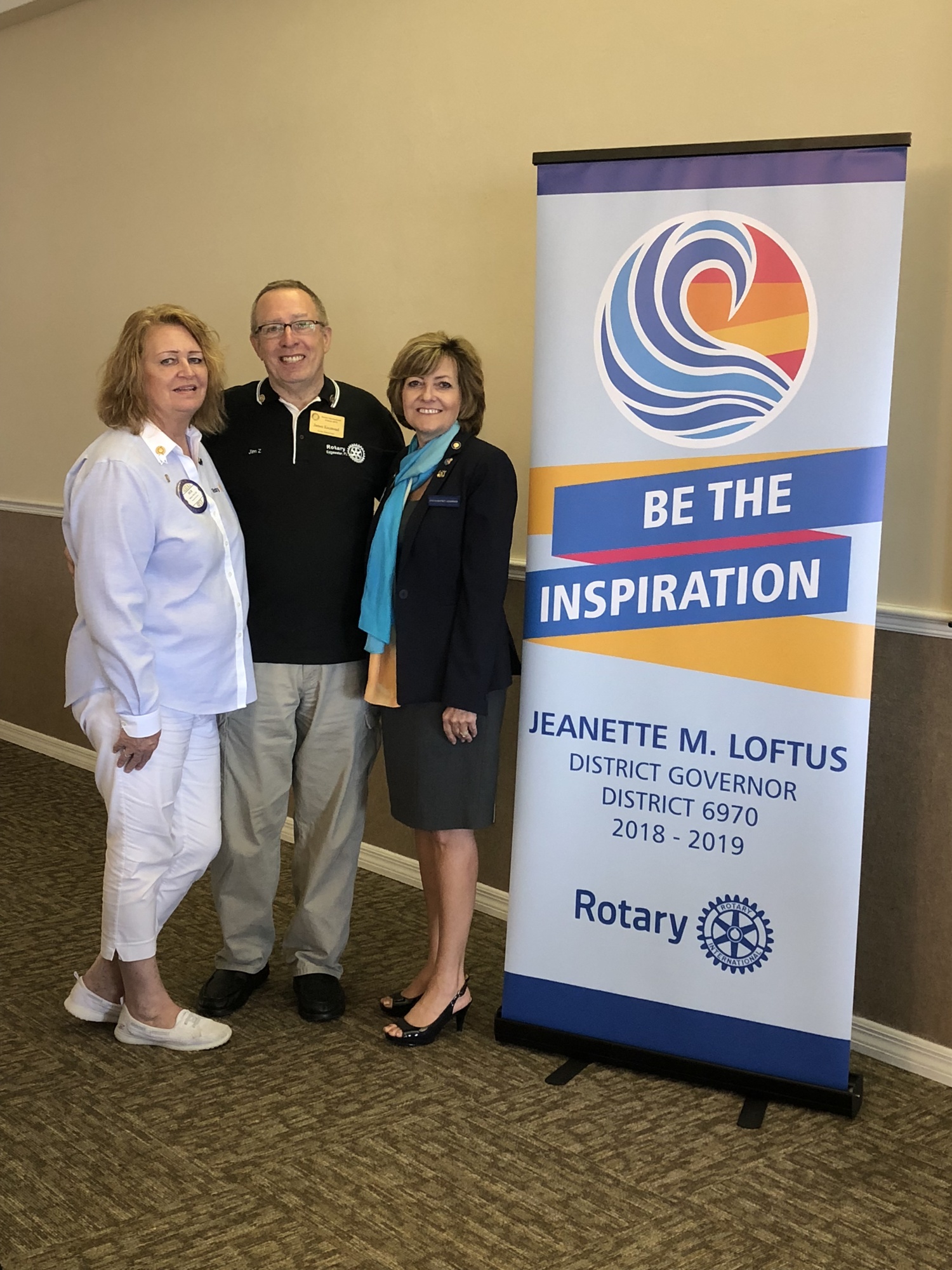 From left: Deb McCall, Rotary Club of Port Orange — South Daytona president, James 