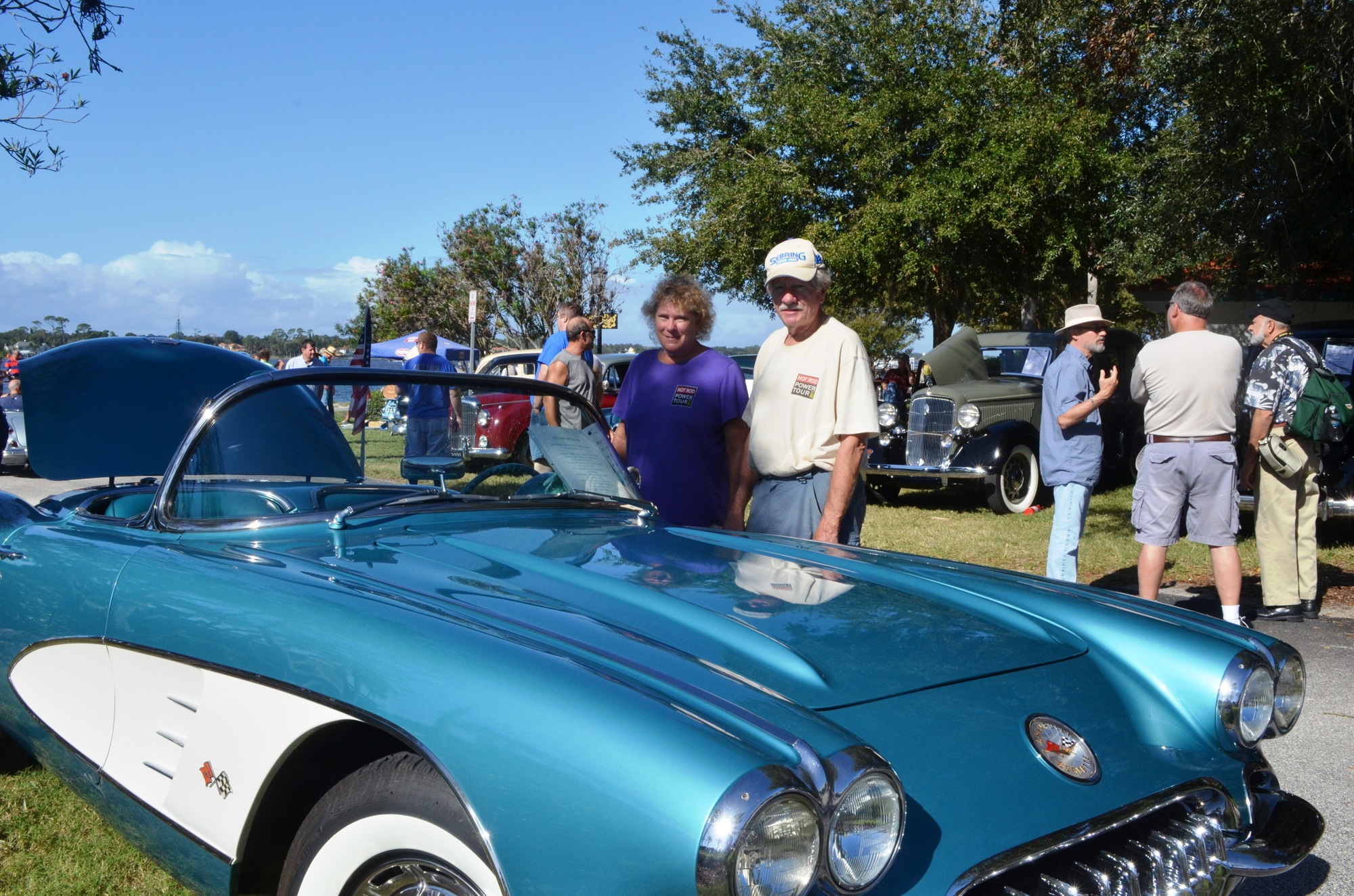 Gwen and Ron Larmora check out a 1960 Corvette.