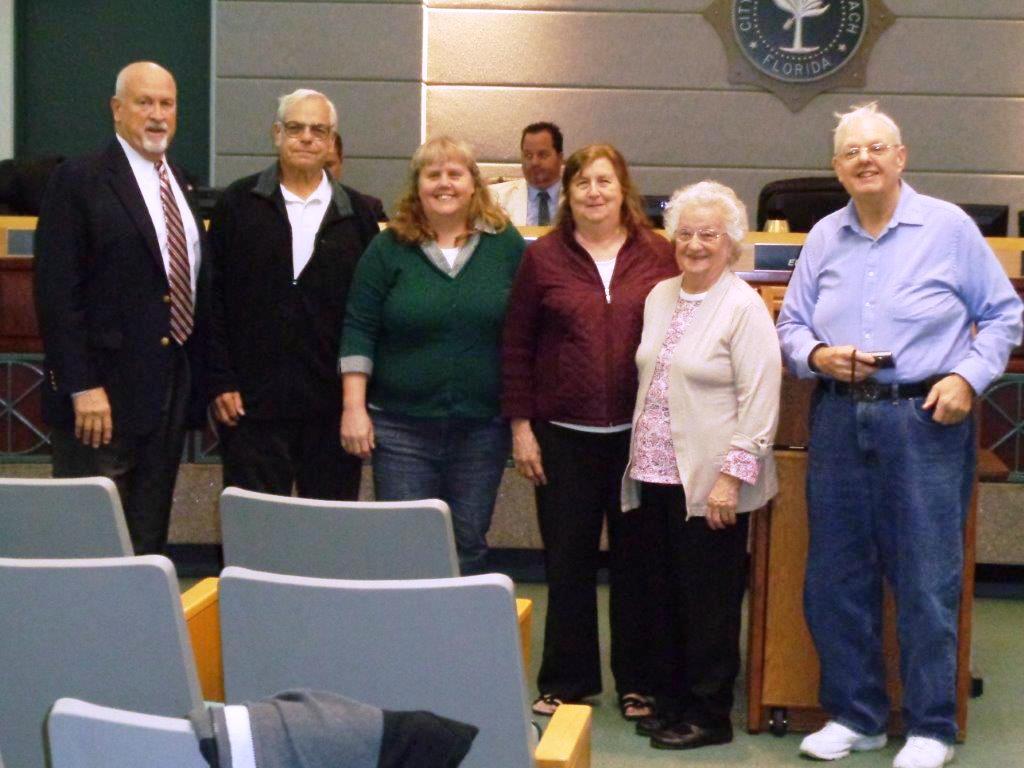 Shown at the award ceremony are Mayor Ed Kelley; Walter Koplin, father of Lori Koplin; Lori Koplin, employee of the year; Pat Koplin, mother; Thelma Faircloth, grandmother; and Russell Koplin, uncle.