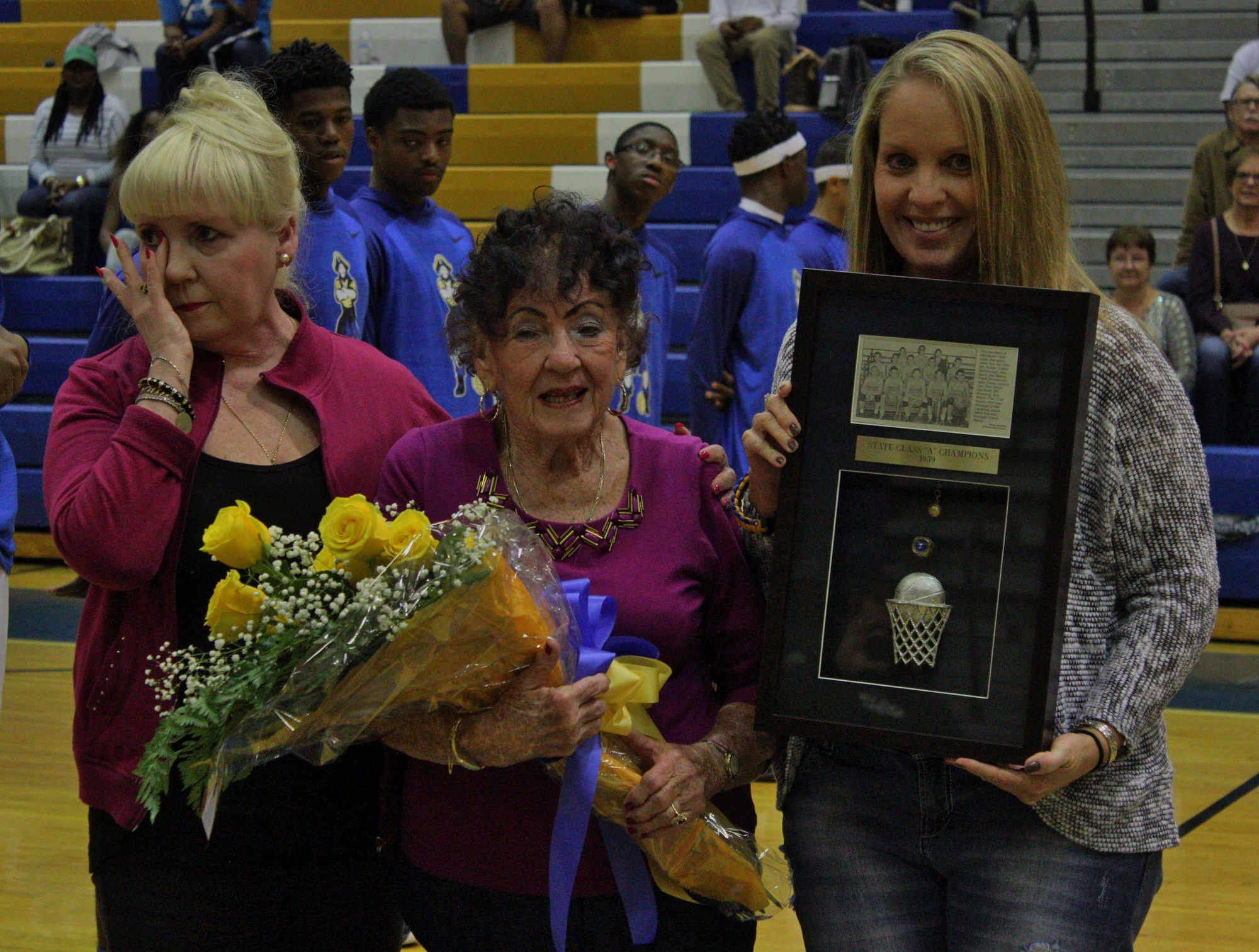 Robin and Evelyn Edson pictured with Mainland's assistant principal Karen Nielsen