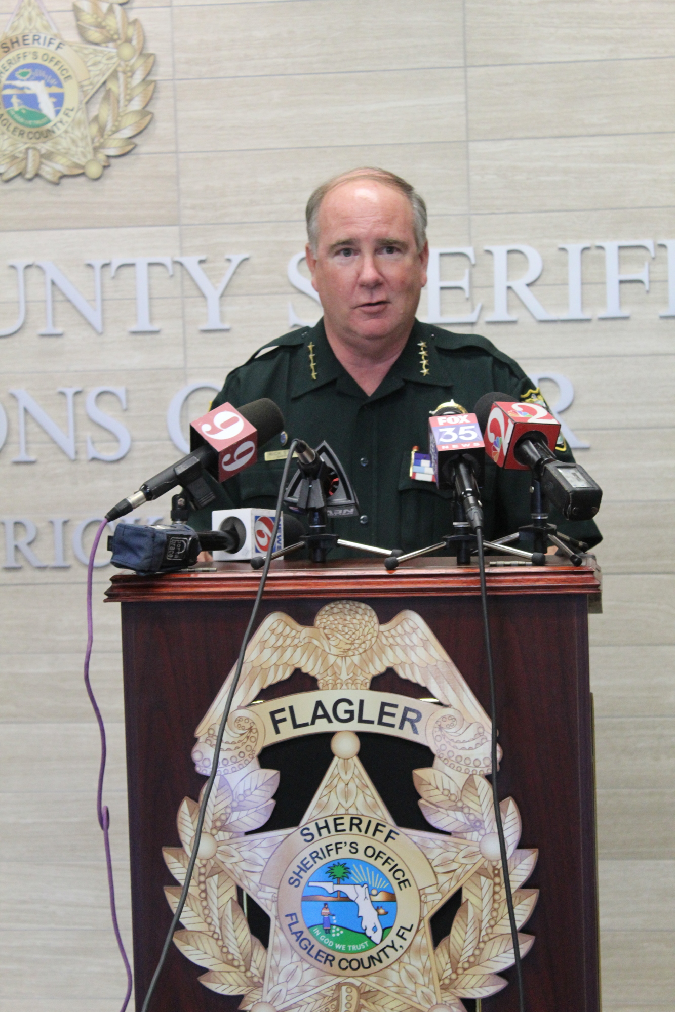Flagler County Sheriff Rick Staly speaks at a news conference regarding Watkins' brutal crime on Wednesday, Nov. 29. Photo by Jarleene Almenas