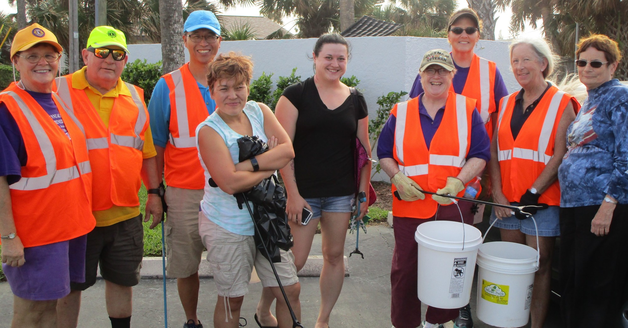 The Ormond-By-The-Sea Lions Club beach and road cleanup crew pose after their hard work. Photo courtesy of Lion Bobbie