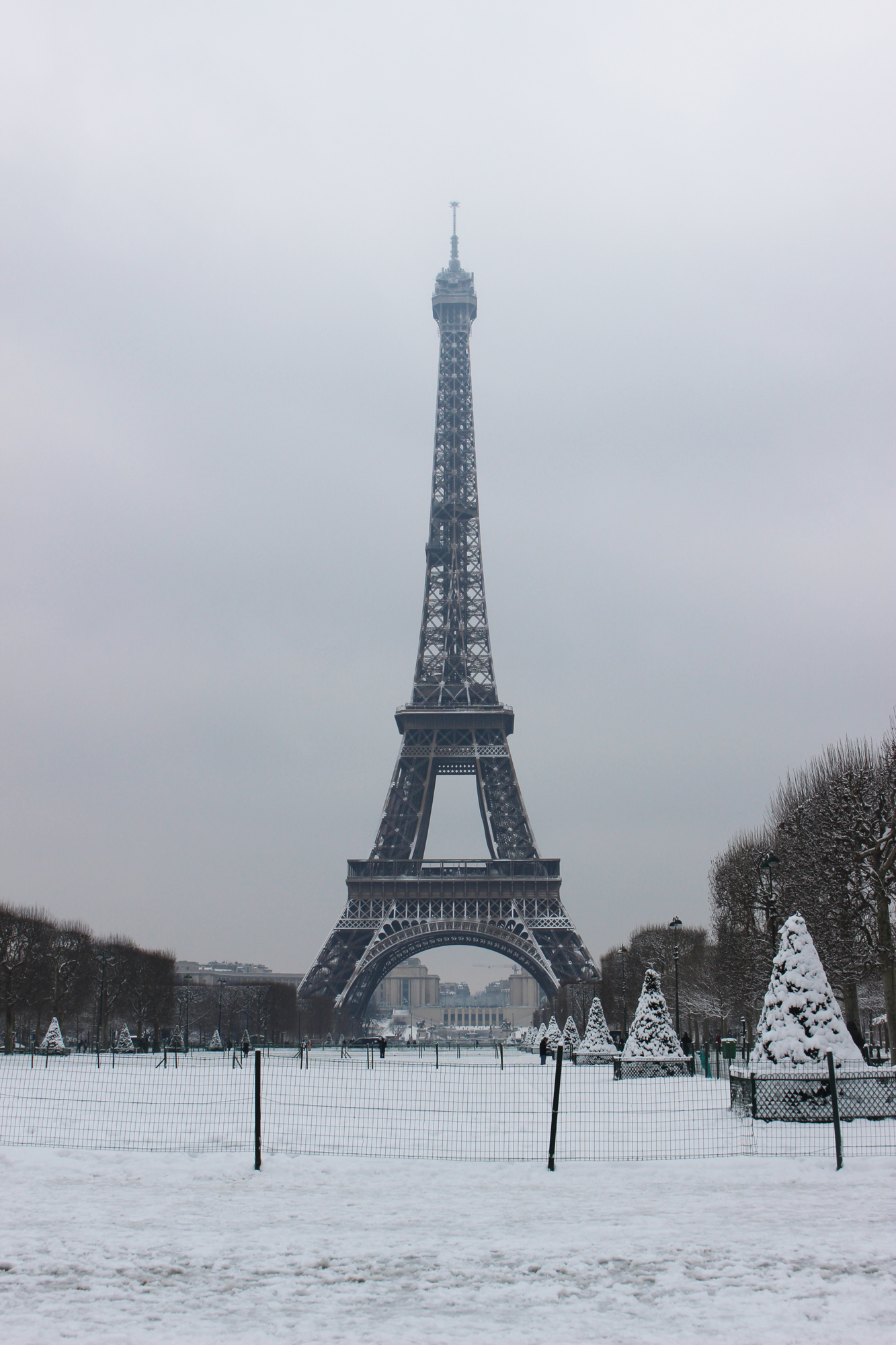 The Eiffel Tower stands tall amidst the snow the morning of Feb. 6. Photo by Jarleene Almenas