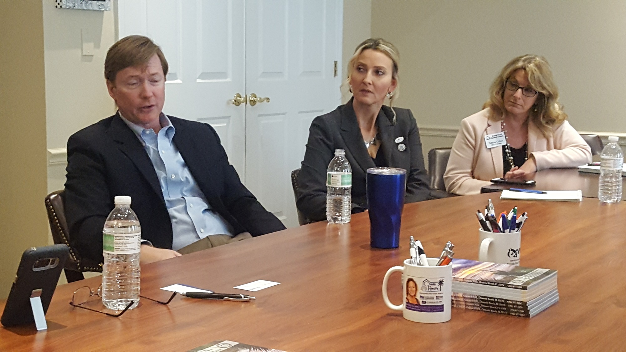 Florida Commissioner of Agriculture Adam Putnam, Volusia County Councilwoman Heather Post and Debbie Cotton, CEO/President Ormond Chamber, during the meeting with Putnam. Photo courtesy of the Ormond Beach Chamber of Commerce