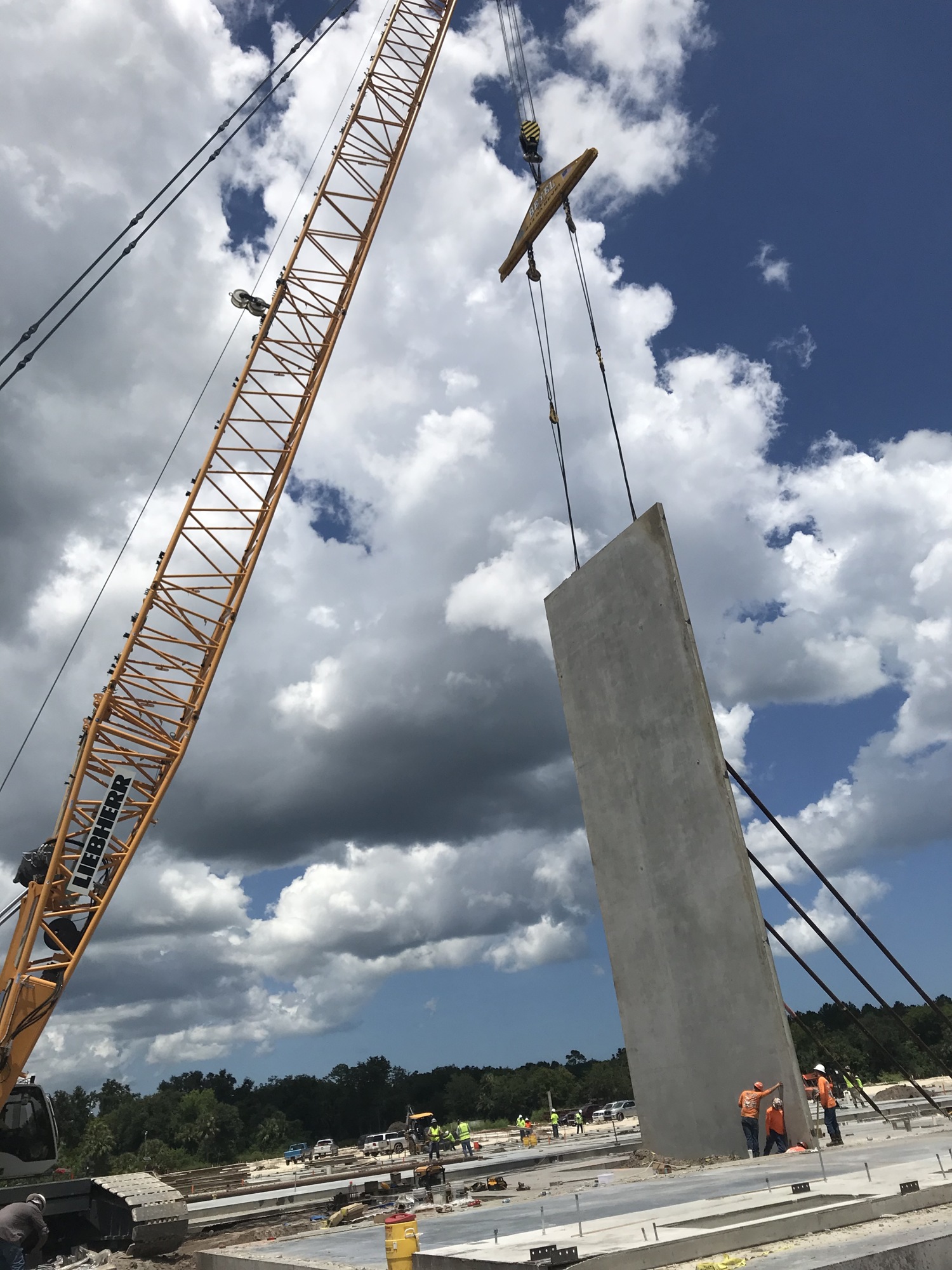 Workers erect a 65-foot wall for the new Security First Insurance headquarters, signaling the start of a new era for the company and the city. Courtesy photo