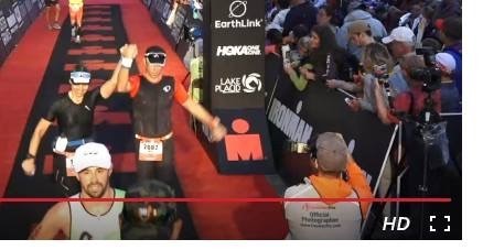 Christine and Jeff Martindale cross the finish line together in Lake Placid, New York. Photo courtesy of Christine Martindale