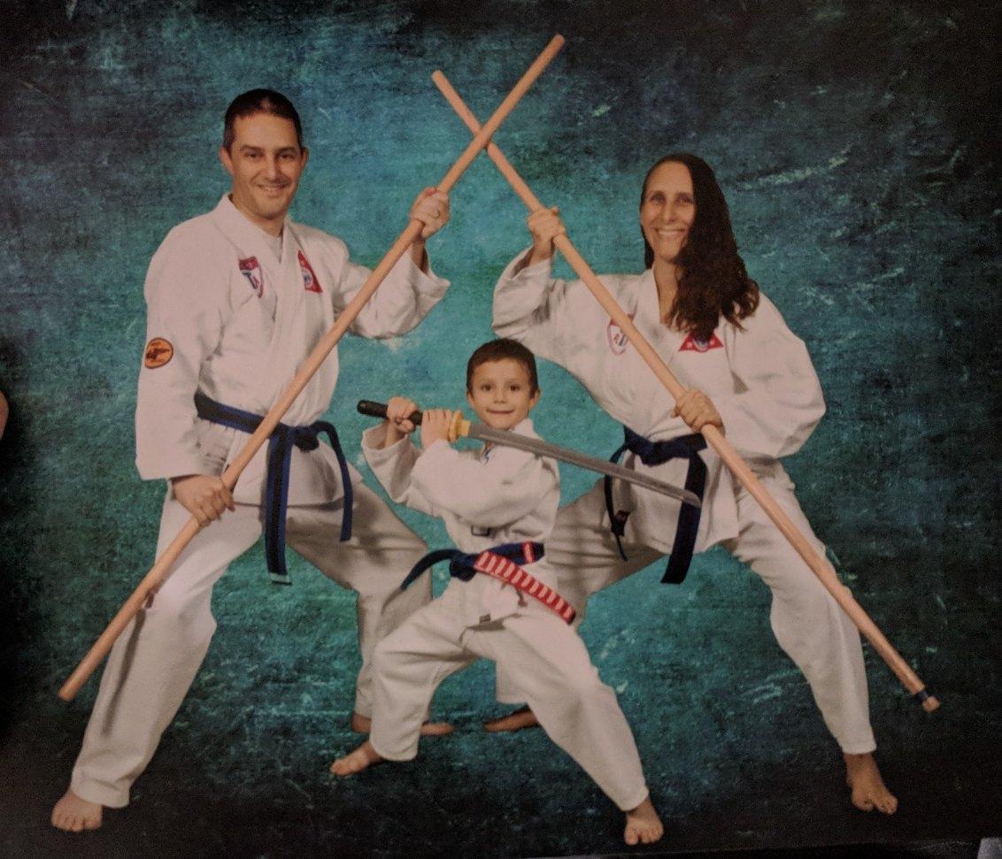 Alan Rosen, his wife, Jodi, and their son, Michael, all compete in Taekwondo at the Karate Kids schools in Port Orange and Ormond Beach. Photo courtesy of Alan Rosen