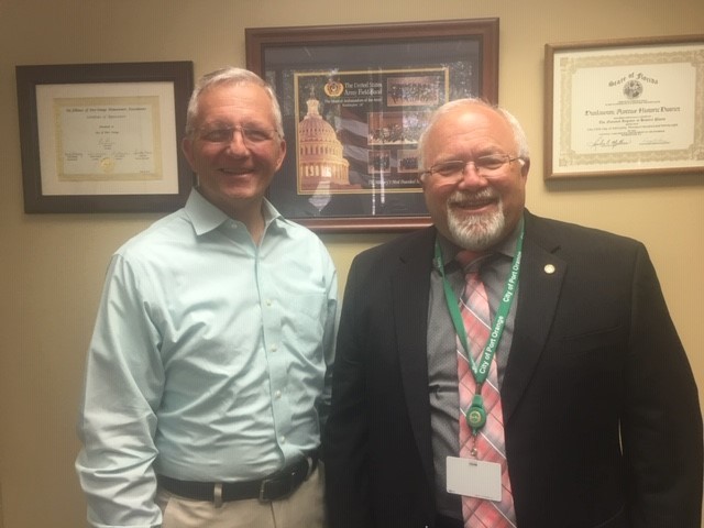 D. Michael Whitecotton pictured with City Manager, Jake Johansson. Photo courtesy of Christine Martindale