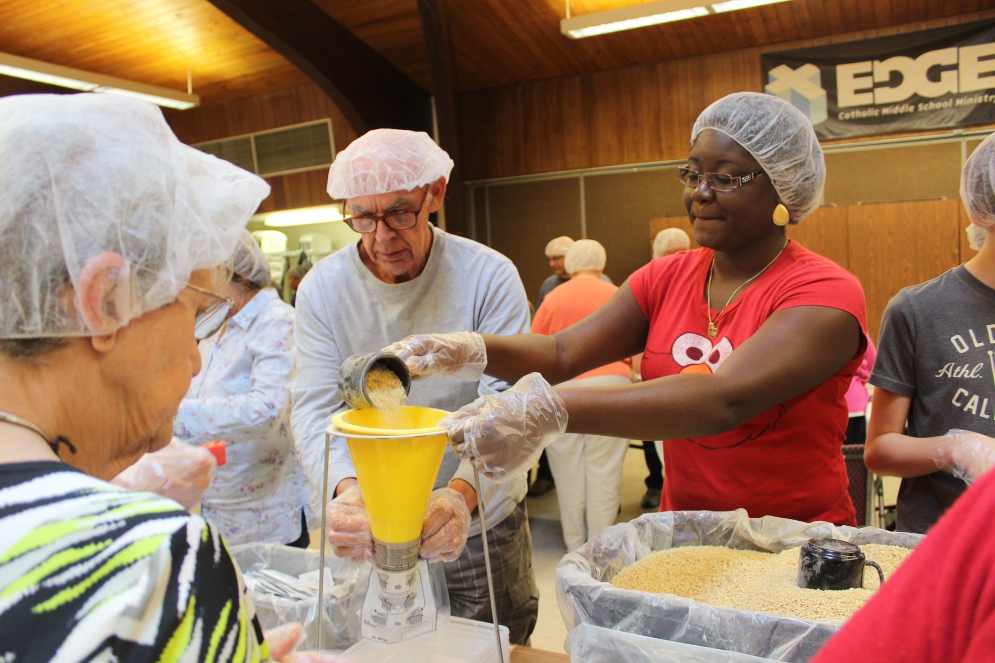 Tamara Licorish was among the 350 volunteers who helped package food (Photo by Emily Blackwood).