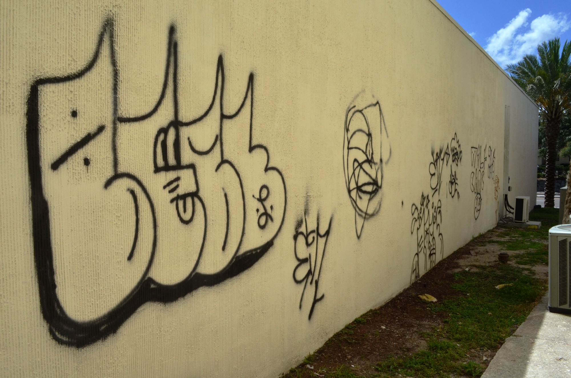 Graffiti has appeared in various locations near West Granada Boulevard.