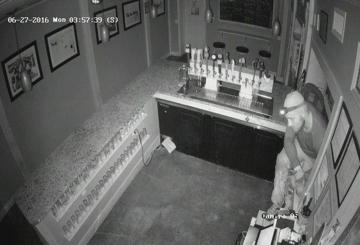The brewery's security cameras caught the suspect breaking in through the serving window (Courtesy photo).