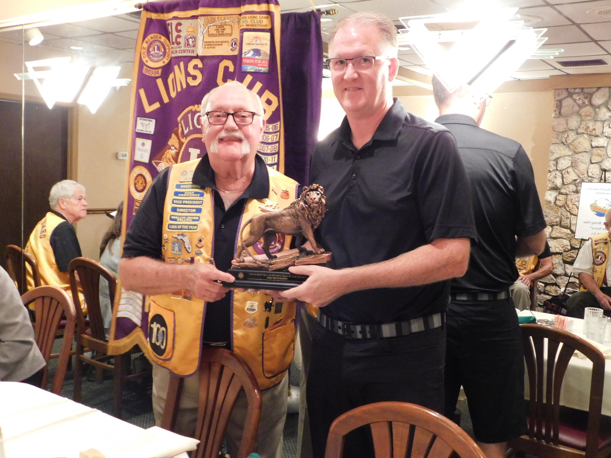 Mike Richardson with Lions Club president Al Legg. Courtesy photo