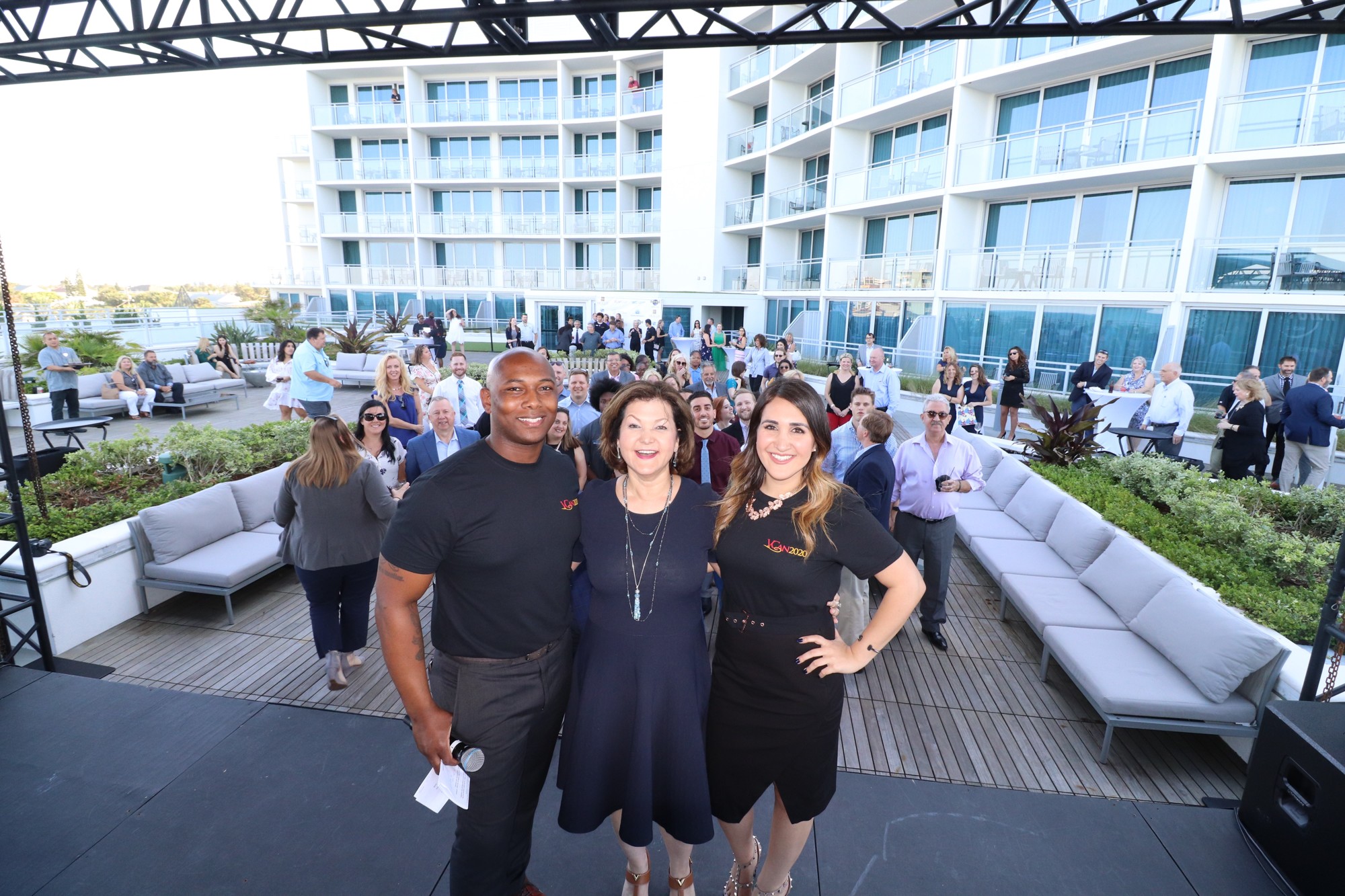 Hard Rock Hotel General Manager Androse Bell, Food Brings Hope Founder and Chair Forough B. Hosseini, and Nina Hosseini of the Volusia Young Professionals Group. Courtesy photo