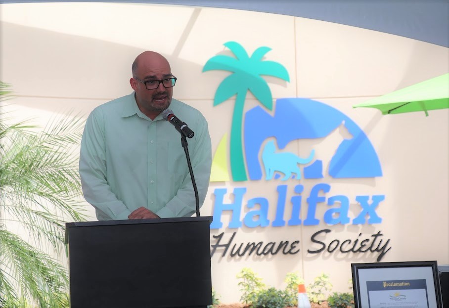 CEO Miguel Abi-hassan of the Halifax Humane Society  speaks at the grand opening. Courtesy photo by Hugh Driscoll