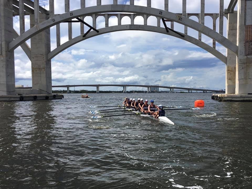 Members of the Halifax Rowing team glide under the Orange Avenue Bridge. Courtesy photo