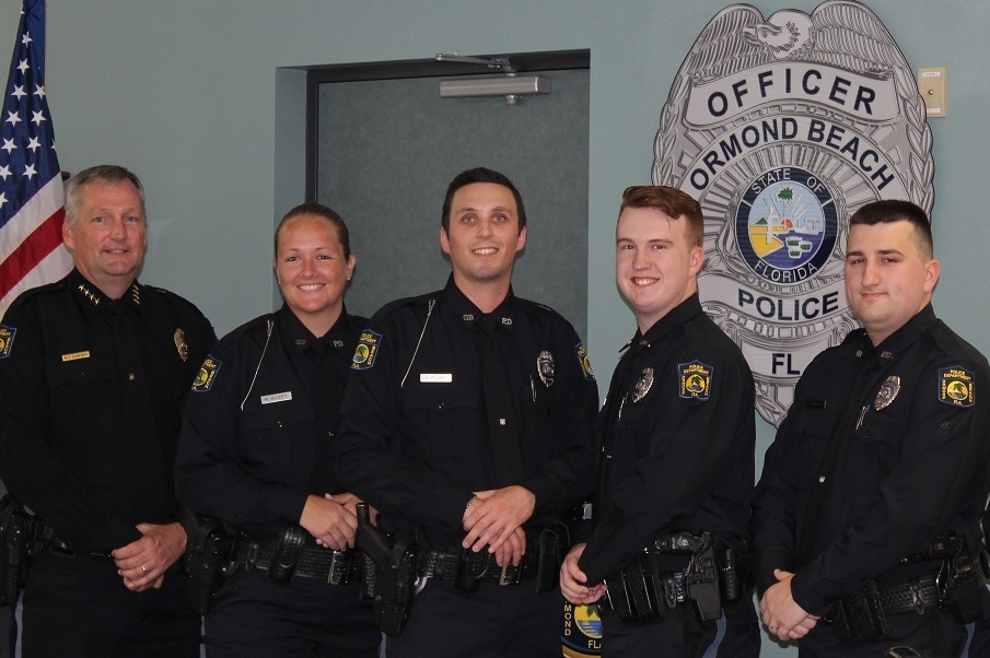 Chief Jesse Godfrey, Officer Kari Scott, Officer Jeremy Cline, Officer Cade Norton and Officer John Hunter. Photo courtesy of OBPD Facebook page