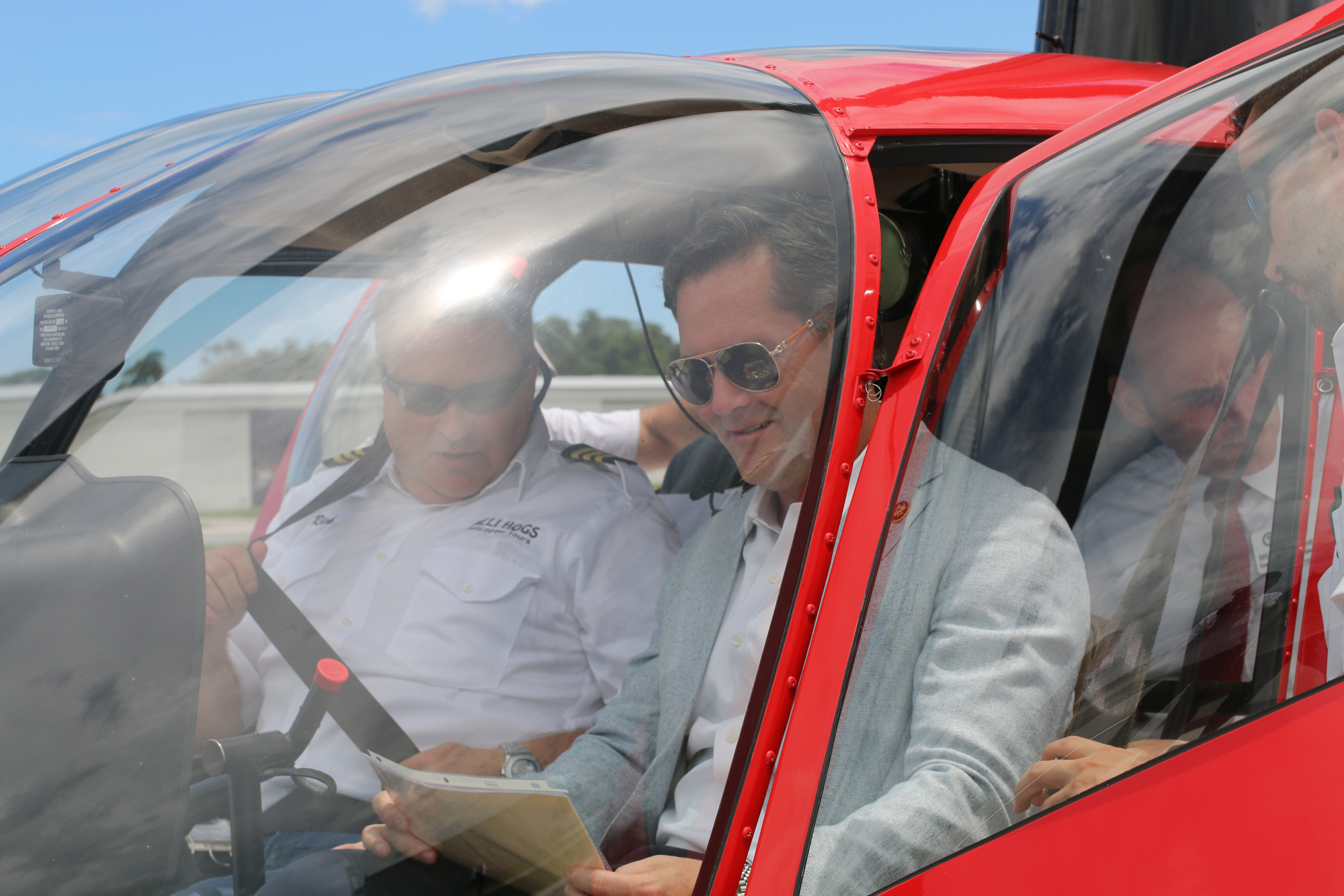 Congressman Michael Waltz takes the front seat beside the pilot. Photo by Jarleene Almenas