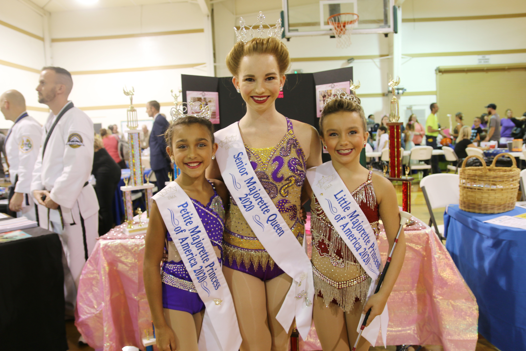 Jaylah Poku, Kennedy Gill and Sarah Sandblom, of Encore Baton Twirling Studio, during the annual National Night Out event on Tuesday, Aug. 6. Photo by Jarleene Almenas
