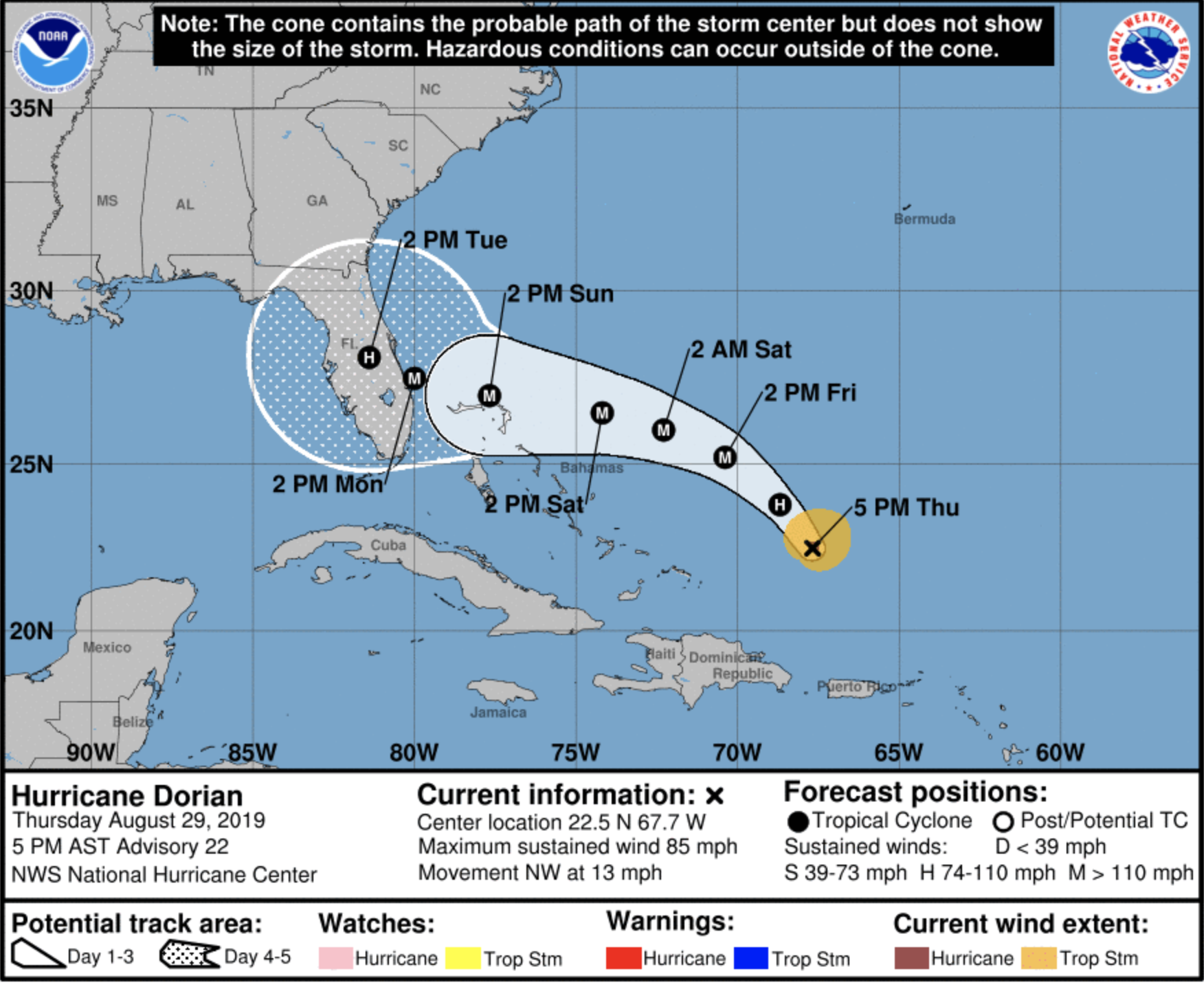 Hurricane Dorian is expected make landfall Monday afternoon. Courtesy of National Hurricane Center