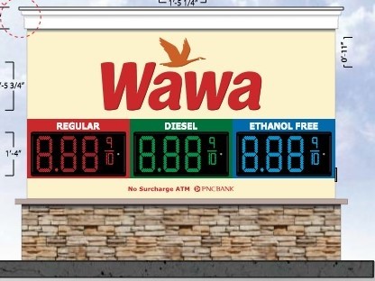 The gasoline prices at the Wawa on Granada Boulevard will have electronic gas prices, if approved. Courtesy illustration