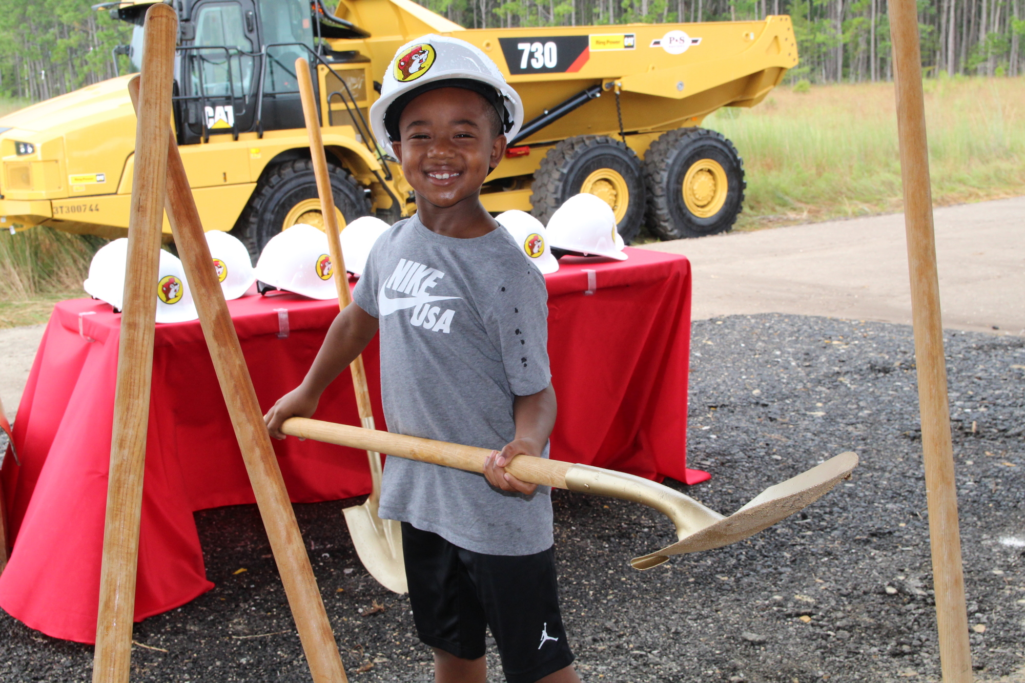 Derrick Henry, Jr., son of Daytona Mayor Derrick Henry, helps to break ground for the new Buc-ee's travel center. Photo by Tanya Russo