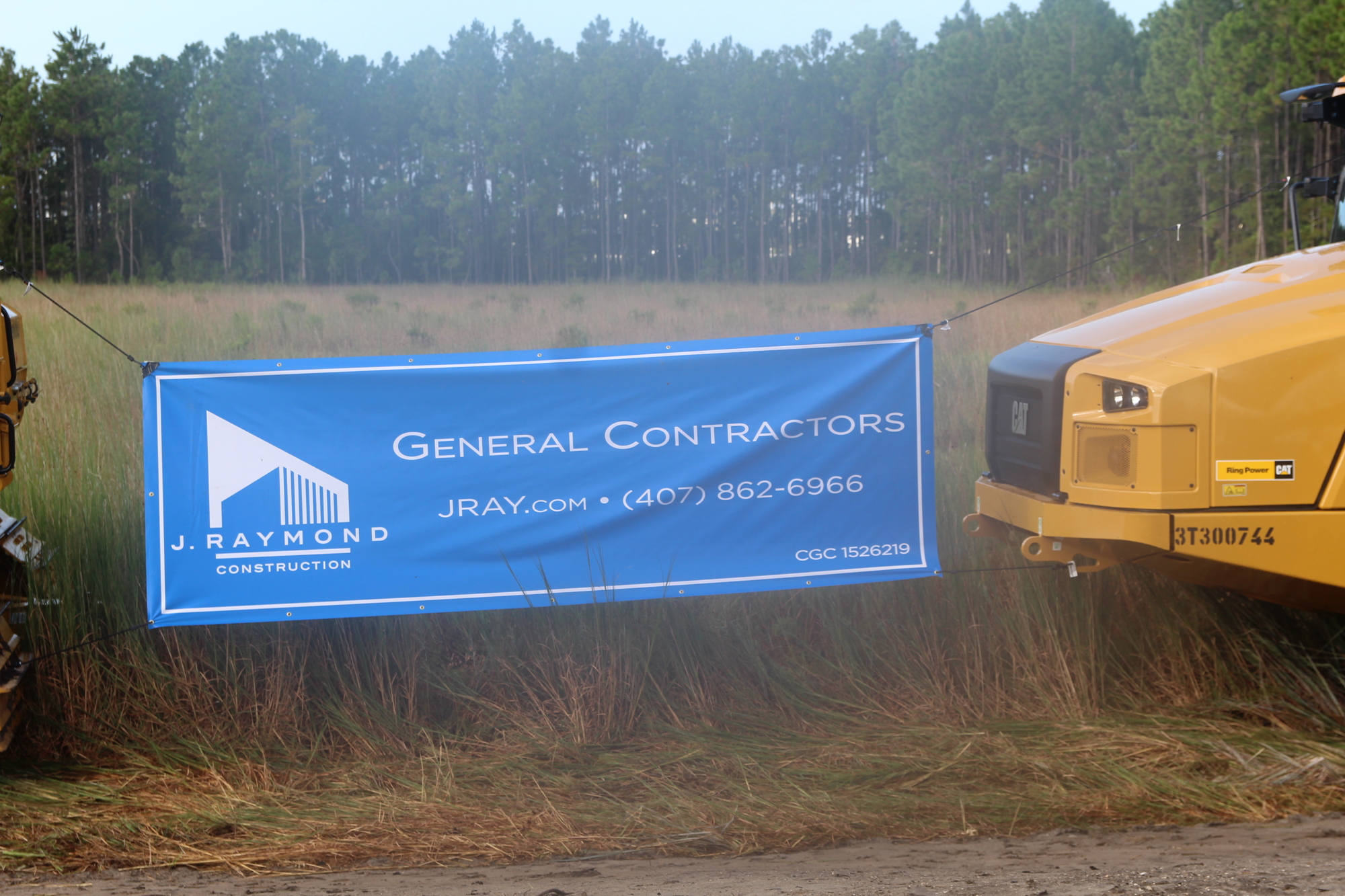 J. Raymond Construction displays a banner for the groundbreaking of Buc-ee's. Photo by Tanya Russo
