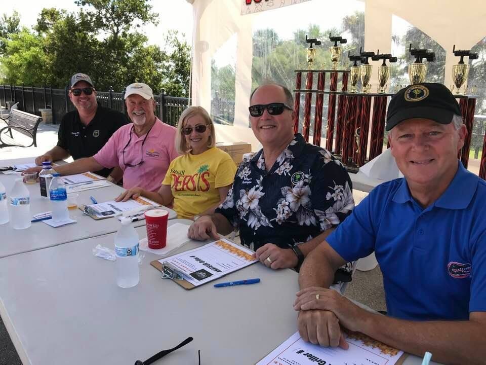 City Commissioner Troy Kent, County Council Chair Ed Kelley, Commissioner Susan Persis, Mayor Bill Partington and Commissioner Dwight Selby at King of the Grill. Photo courtesy of Jenn Elston