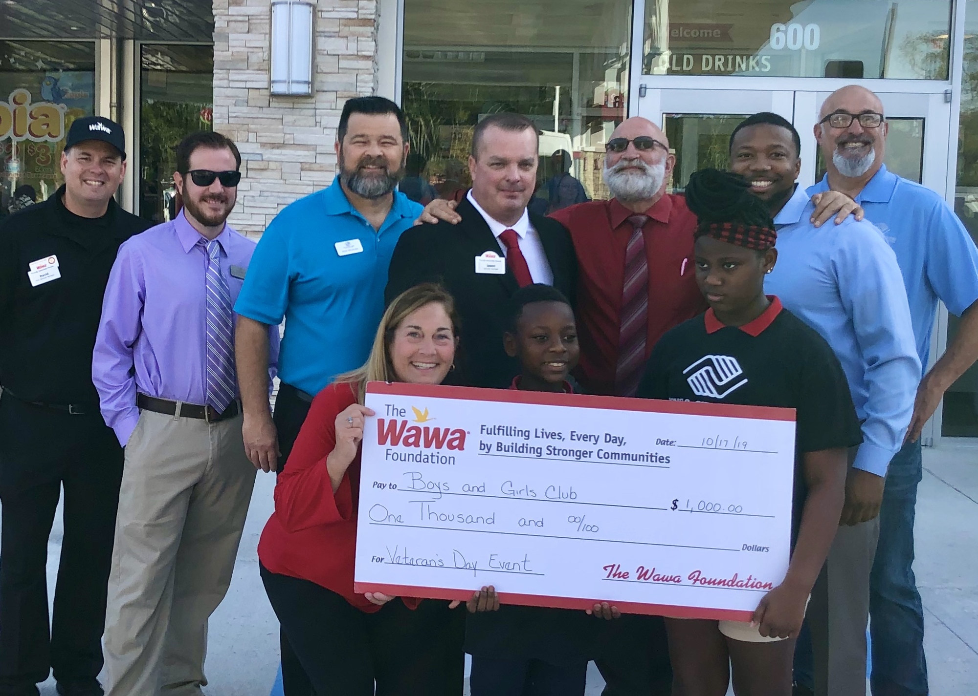 The new Wawa at 600 W. Granada Blvd. has donated money to the Boys and Girls Club. The store partners with area Boys & Girls Clubs.In front are BGCVFC Development Director Robin Markus and two club members. 