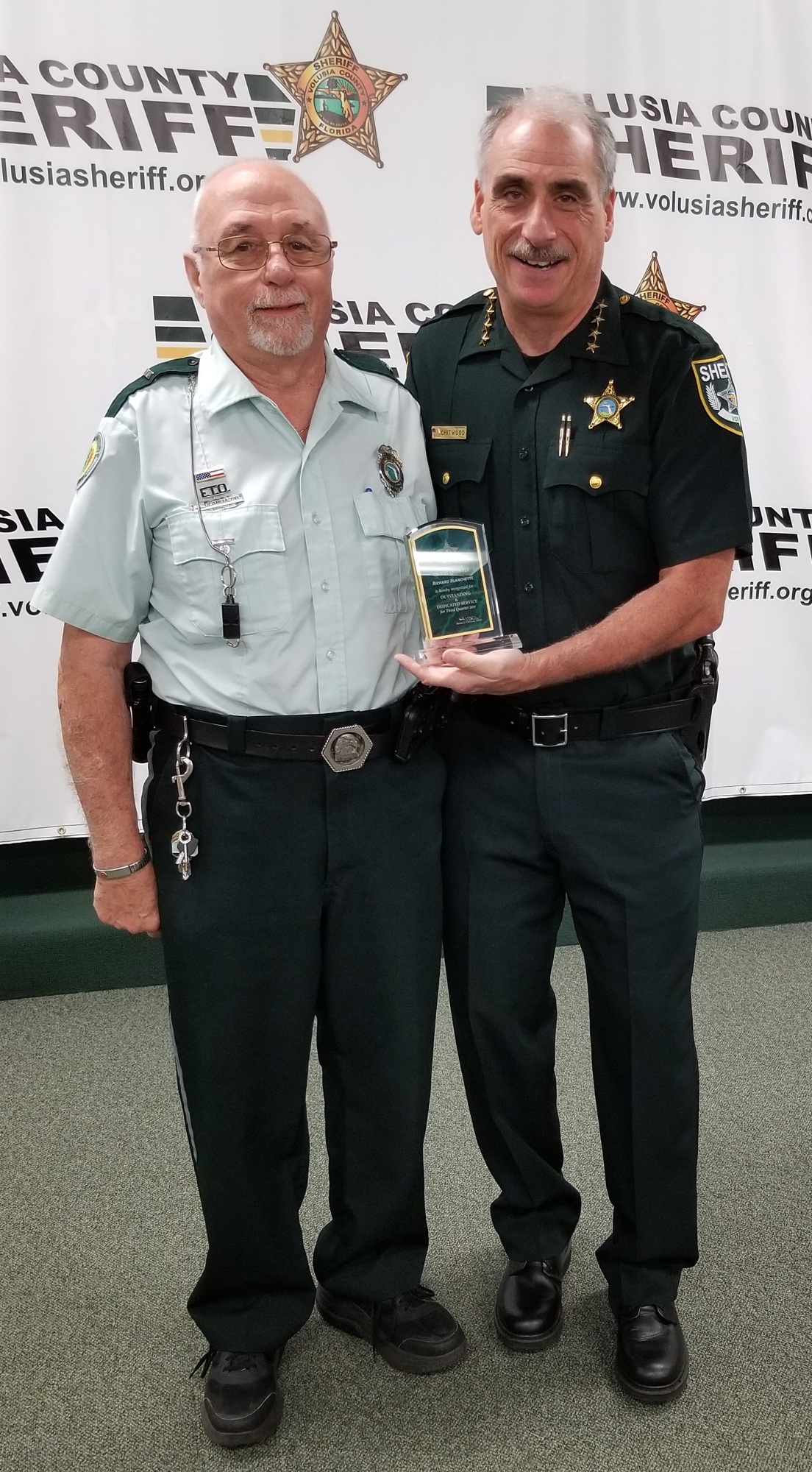 Citizen Observer Program volunteer Richard Blanchette and Volusia County Sheriff Mike Chitwood. Courtesy photo