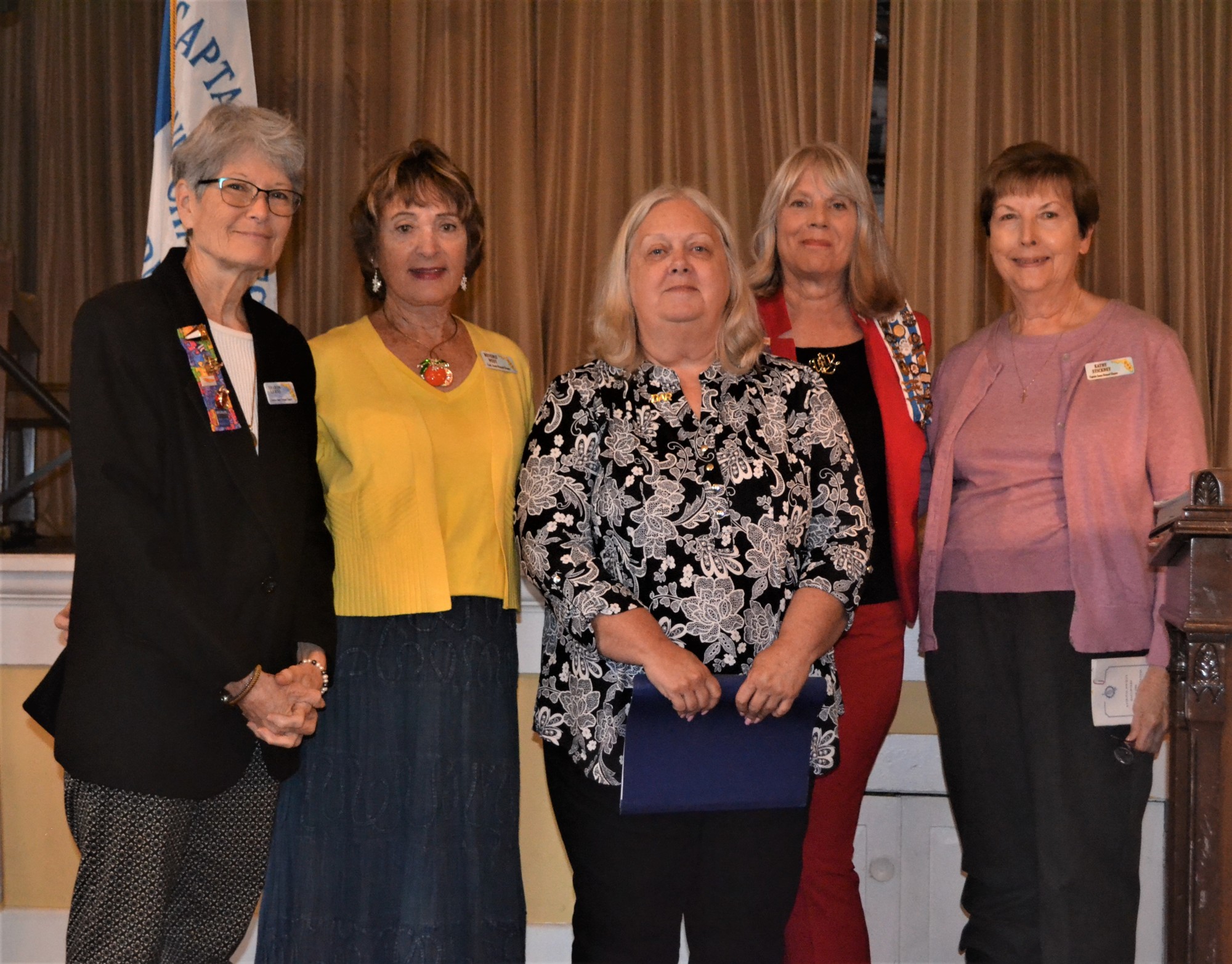 Membership chair Sharon Lehto, Registrar Bev West, Linda Derryberry, Regent Dee Clark and Chaplain Kathy Stickney. Courtesy photo
