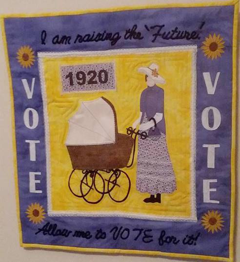 Claire Sadowniczak's quilt celebrating the 100th anniversary of the women's suffrage movement. Courtesy photo
