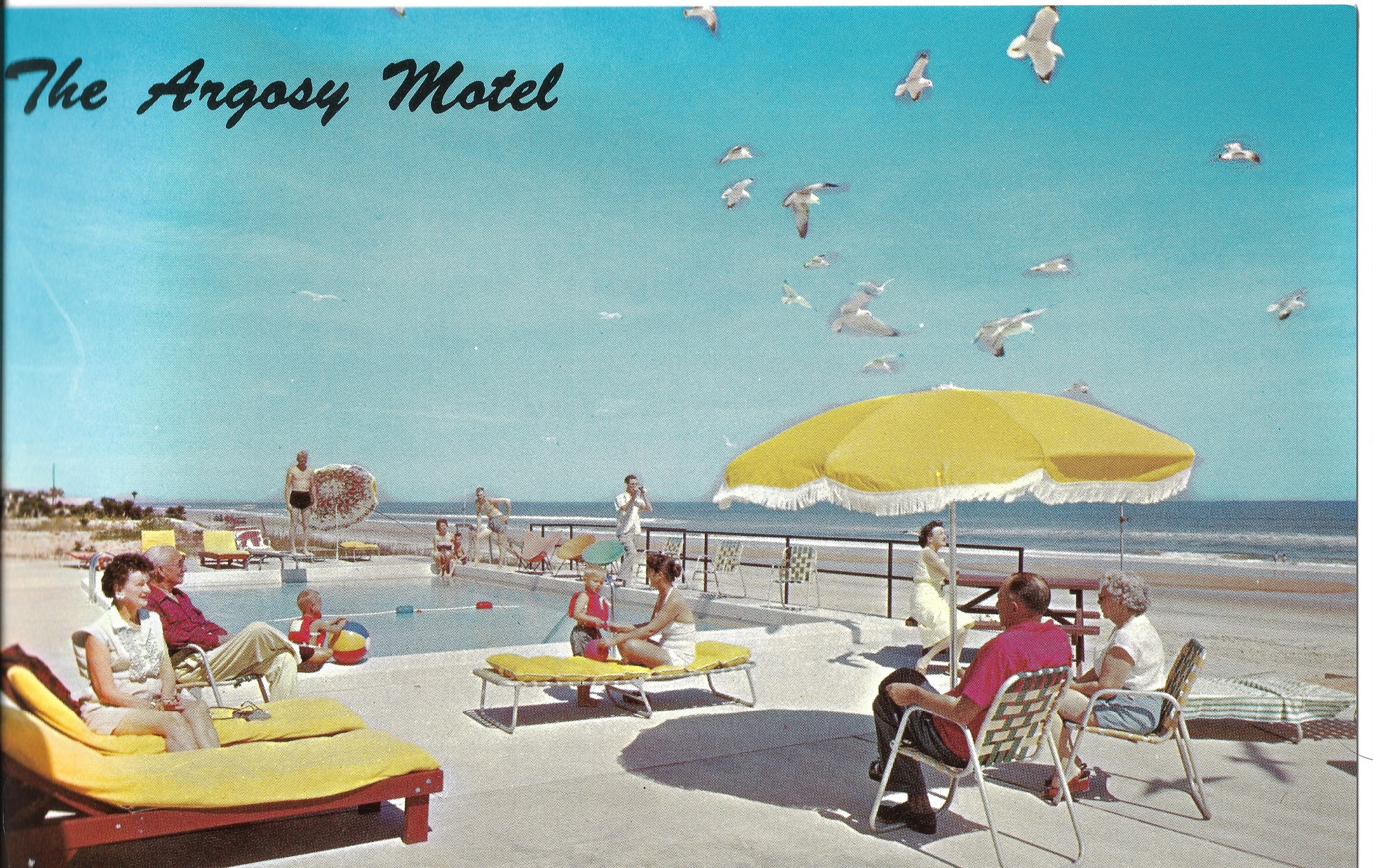 The Argosy Motel was built in 1953. In this postcard, Gregory Clark appears as the child with the beach ball by the pool. Courtesy photo