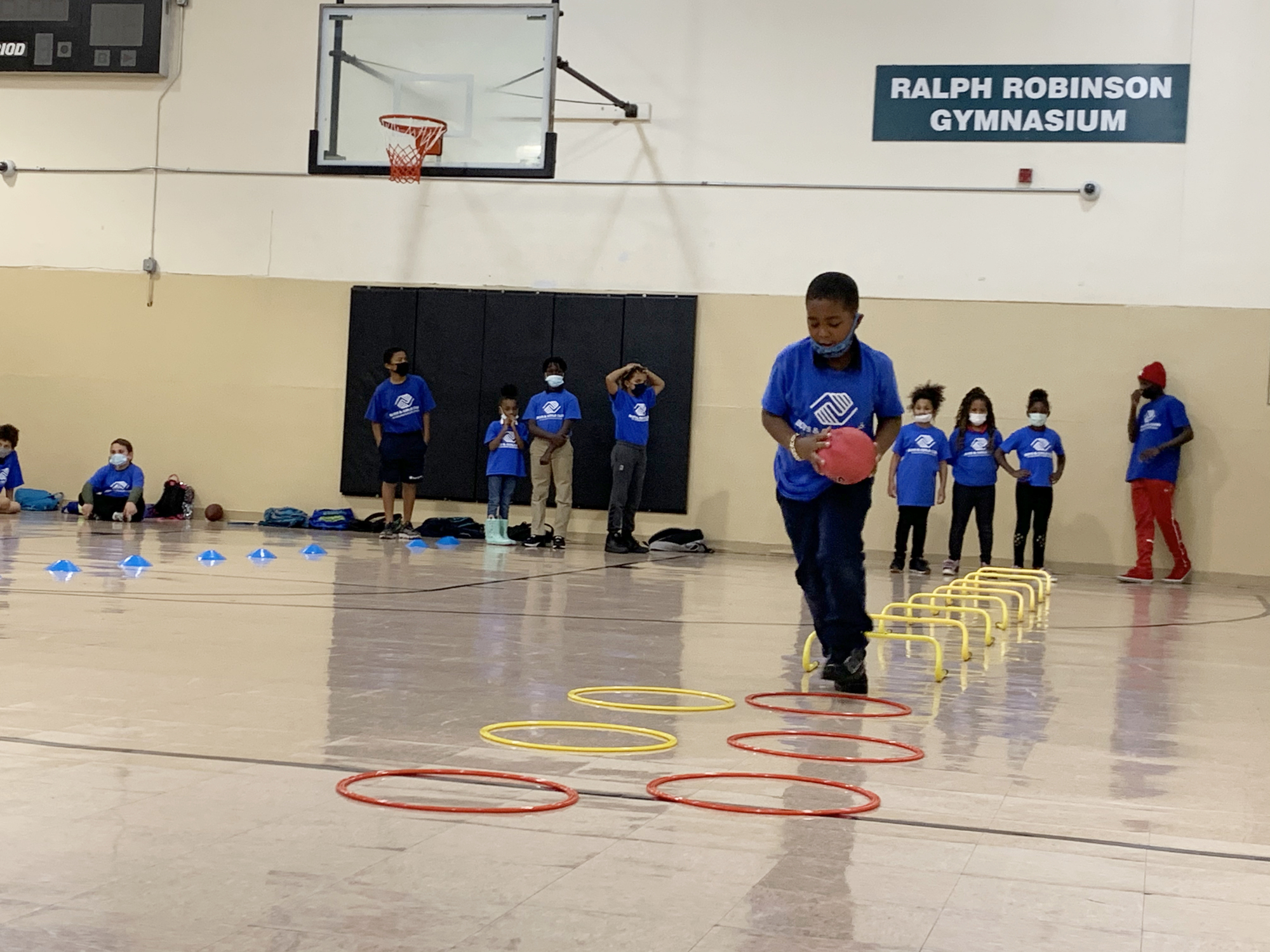 A child with the John H. Dickerson Boys and Girls Club tests out some of the new equipment provided by FOX Sports. Courtesy photo