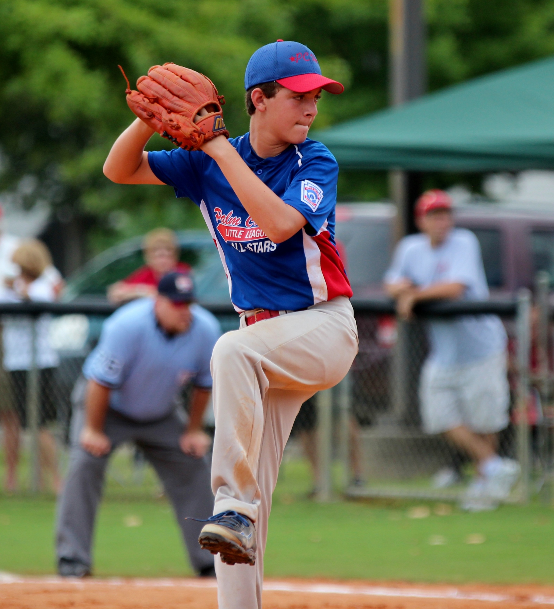 Aedan Celestino pitches in the All-stars' second game of the Florida Little League State tournament.
