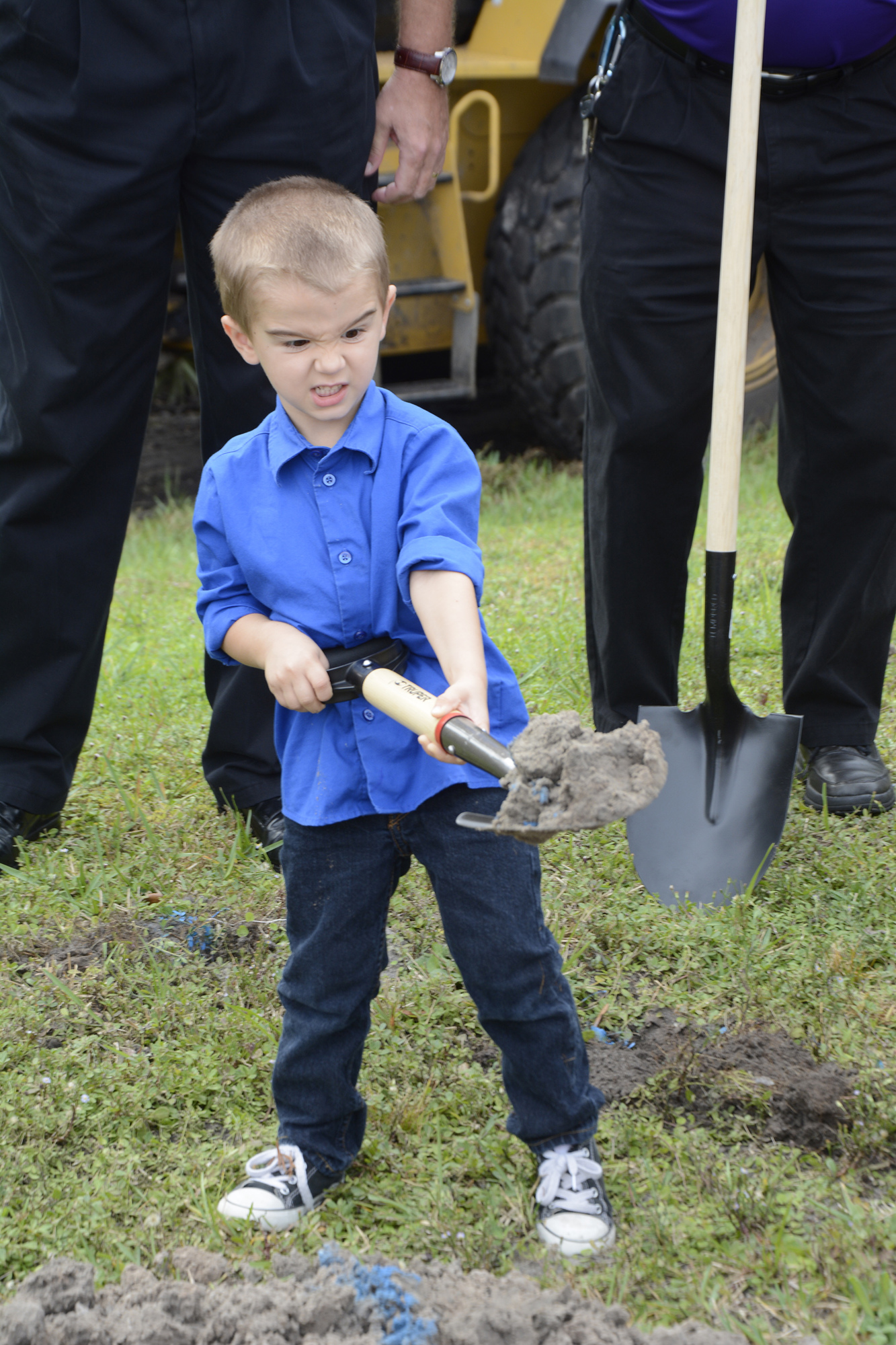 Christ the King School student Silas Schottey helped break ground for the new Early Childhood Center.