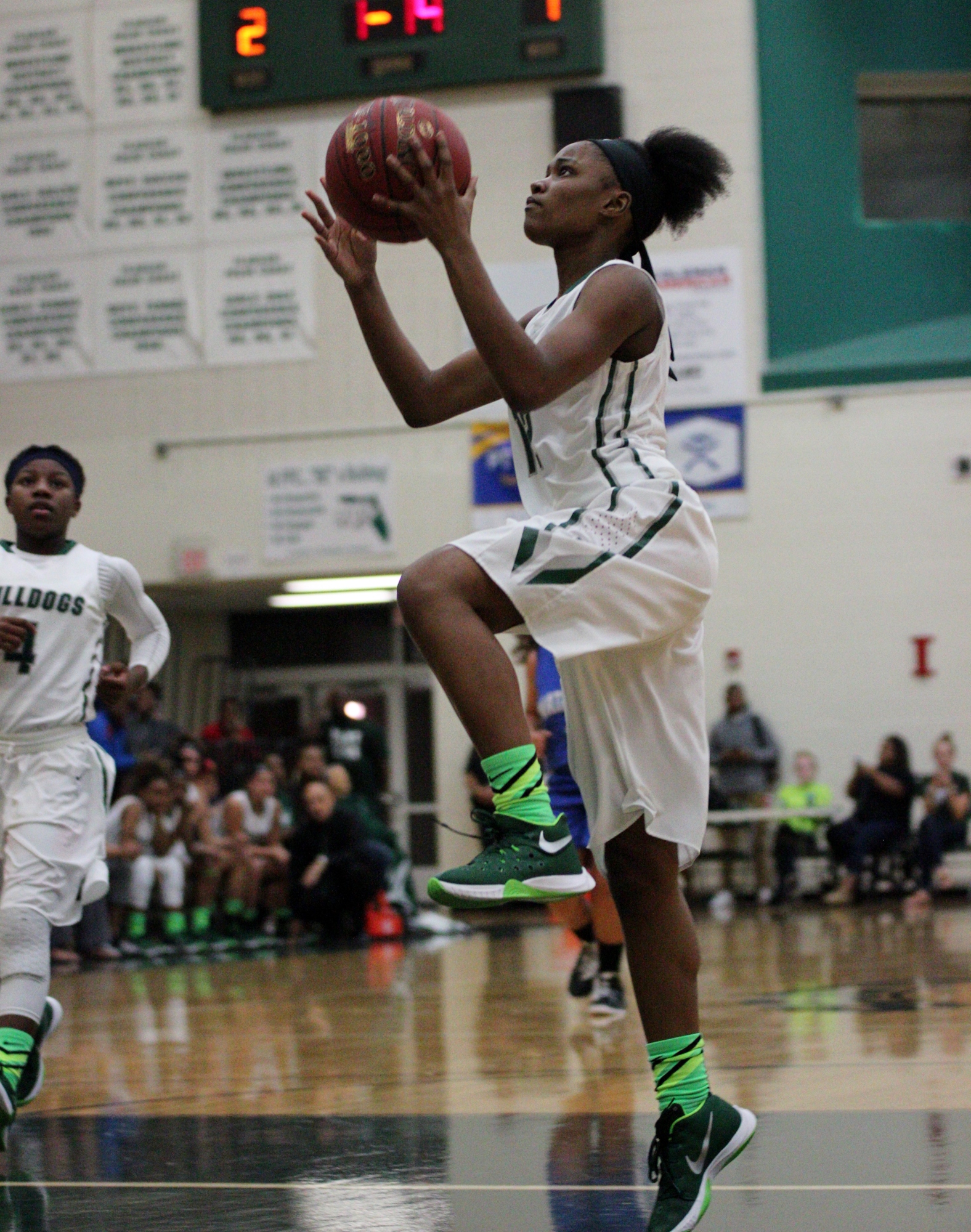 Ronika Garner gets two points on a fast break play.