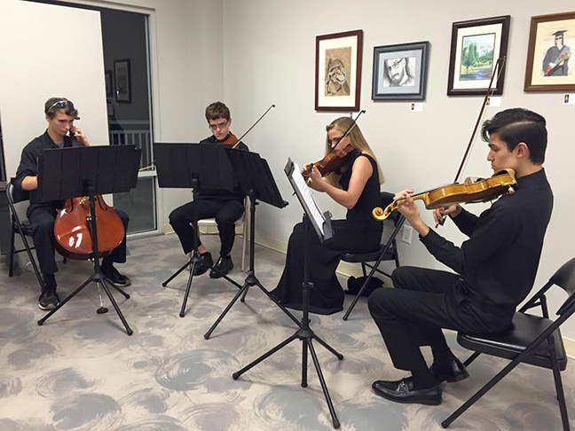 Flagler County Youth Orchestra Premier Quartet at 11 a.m. Saturday, Dec. 12,  at the Pine Lakes Golf Club, 400 Pine Lakes Parkway. Sponsored by the Flagler County AAUW Branch. Bring donations for the S.T.U.F.F. Bus. Tickets: $16. Call  447-4137.