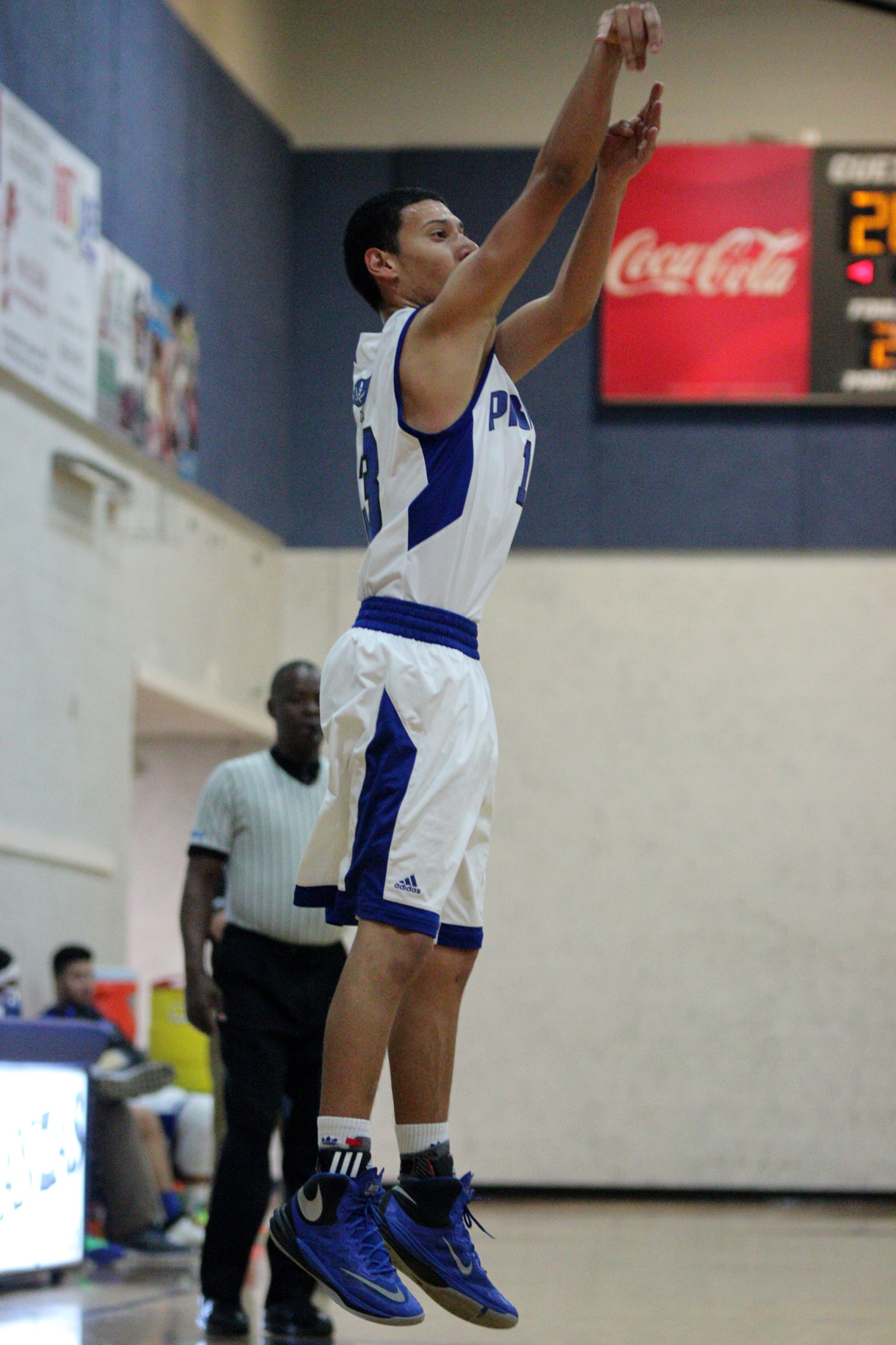 Andrew Panameno tries to pull Matanzas closer with a long-range three-pointer.