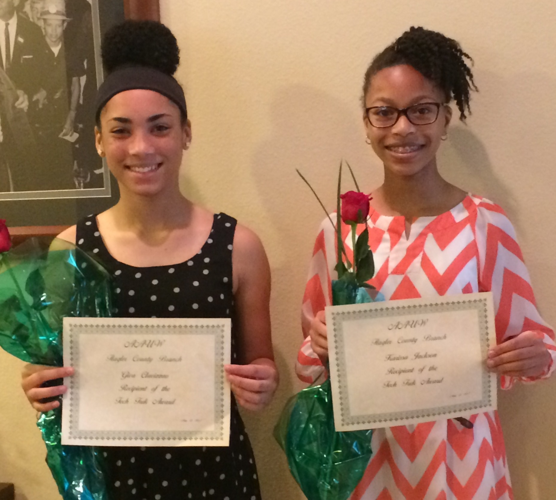 Giva Clavizzao and Karissa Jackson, who are the middle school students selected to attend Tech Trek STEM Camp at Florida Atlantic University at Boca Raton, FL. Photo Courtesy AAUW.