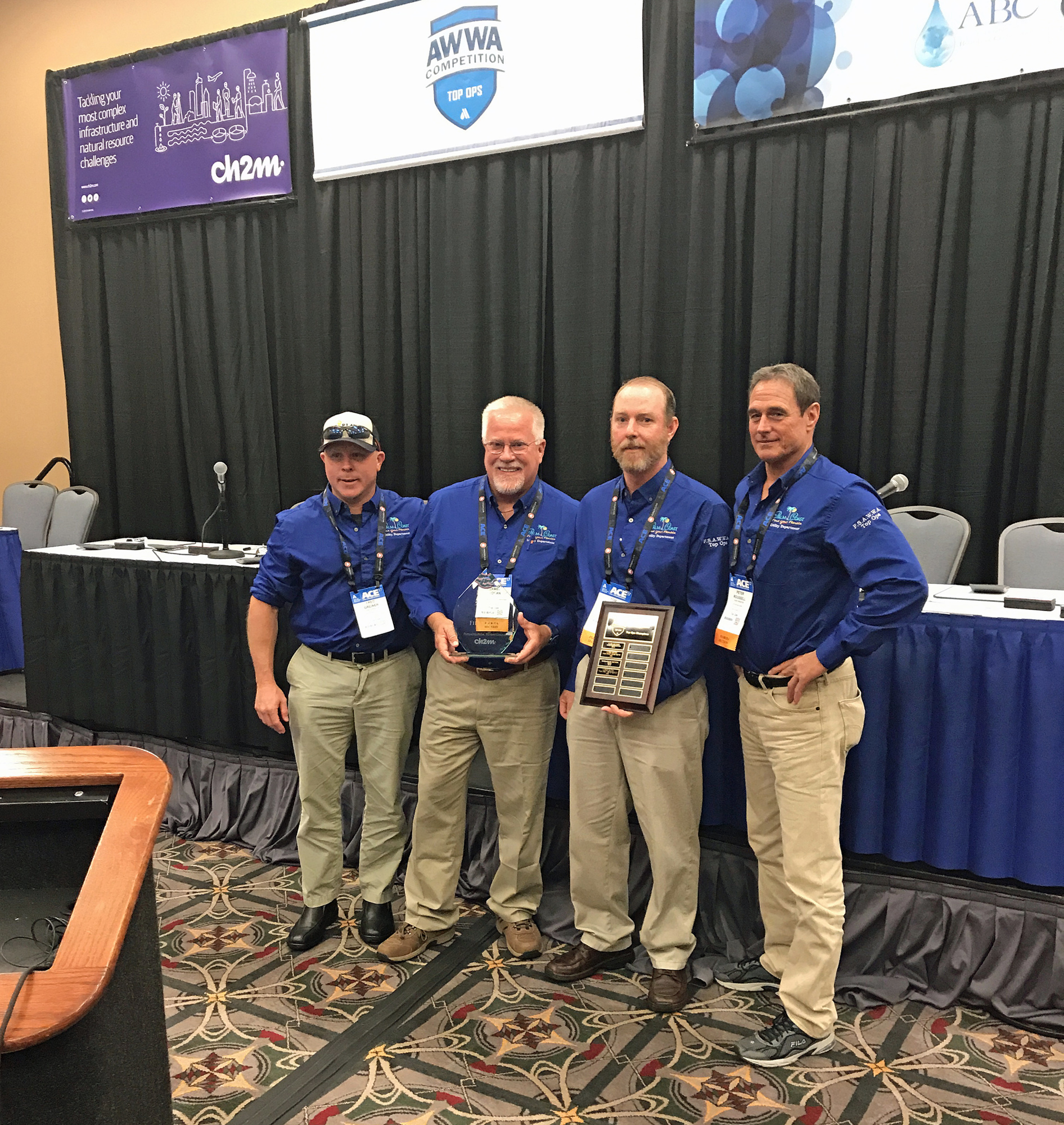 The Top Ops National Championship team is Fred Greiner, Jim Hogan, Tom Martens and Peter Roussell, all of the Palm Coast Utility Department. Photo courtesy of the City of Palm Coast press release