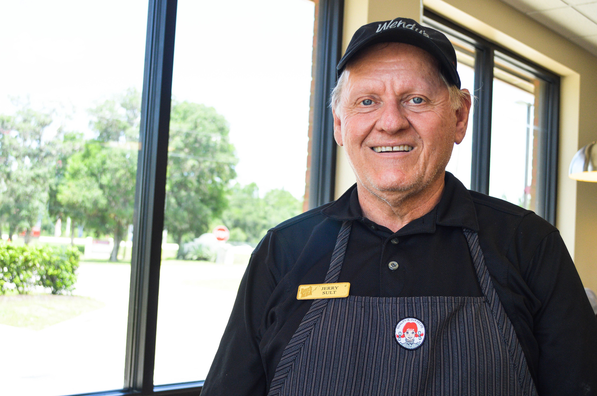 Jerry Sult, 64, works at Wendy's on State Road 100. Photo by Paige Wilson