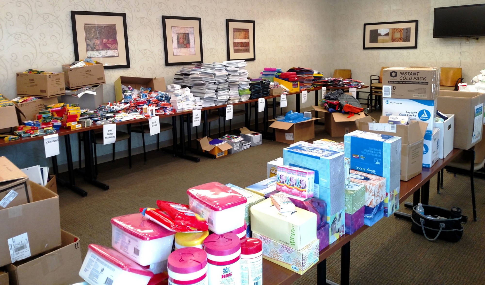 Four local Florida Hospitals, including Florida Hospital Flagler, collected school and medical supplies for the Jewish Federation of Flagler and Volusia counties. Photo courtesy of Lindsay Cashio