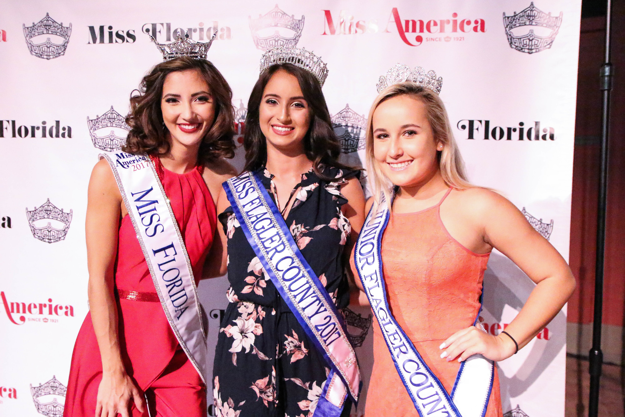 Miss Florida, Sara Zeng; Miss Flagler County, Daria Tutino; and Miss Jr. Flagler County, Hannah Blevins. Photo by Paige Wilson